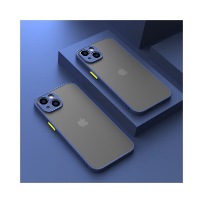 Husa iPhone 15, Plastic Dur cu protectie camera, Albastru